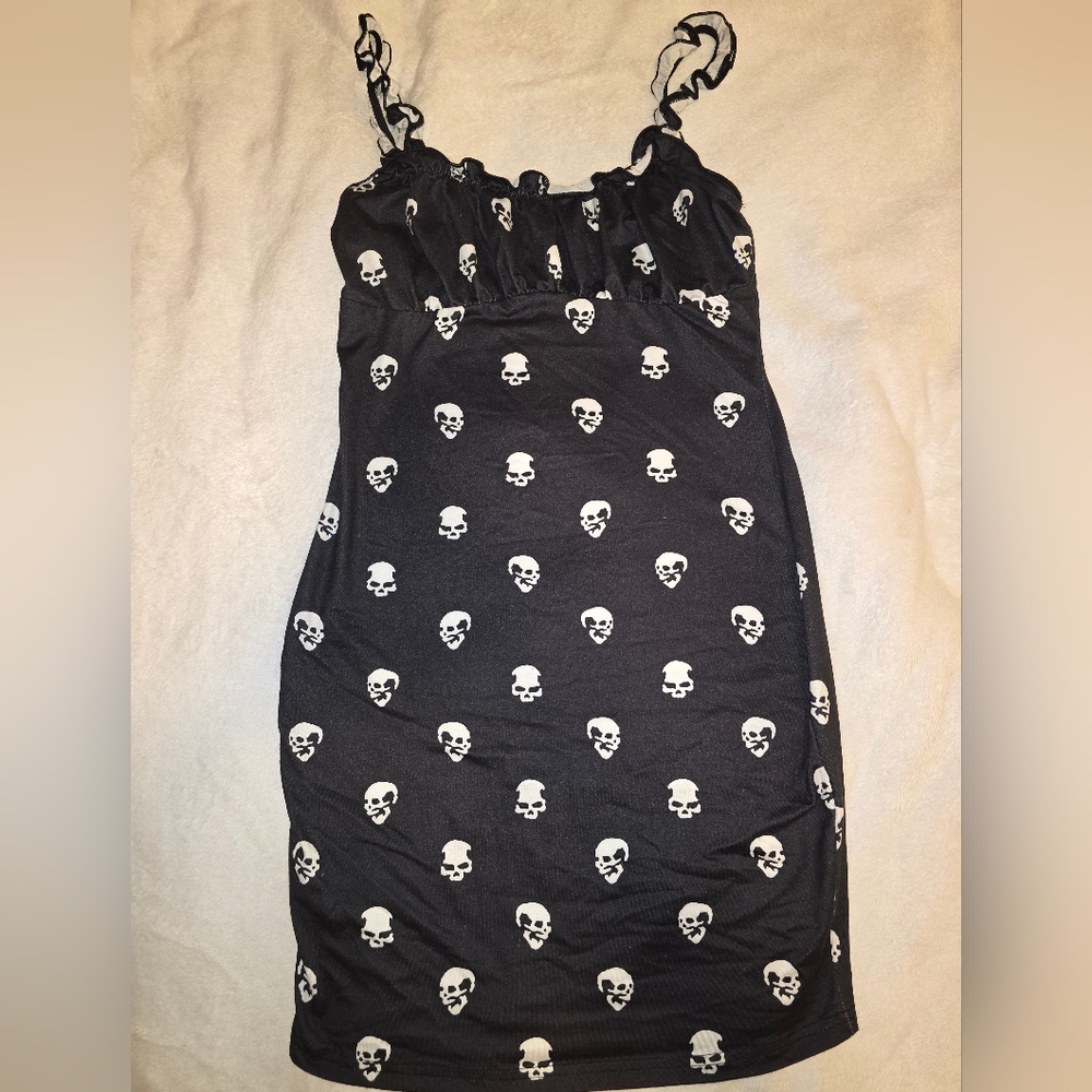SHEIN Black Skull Print Mini Dress
